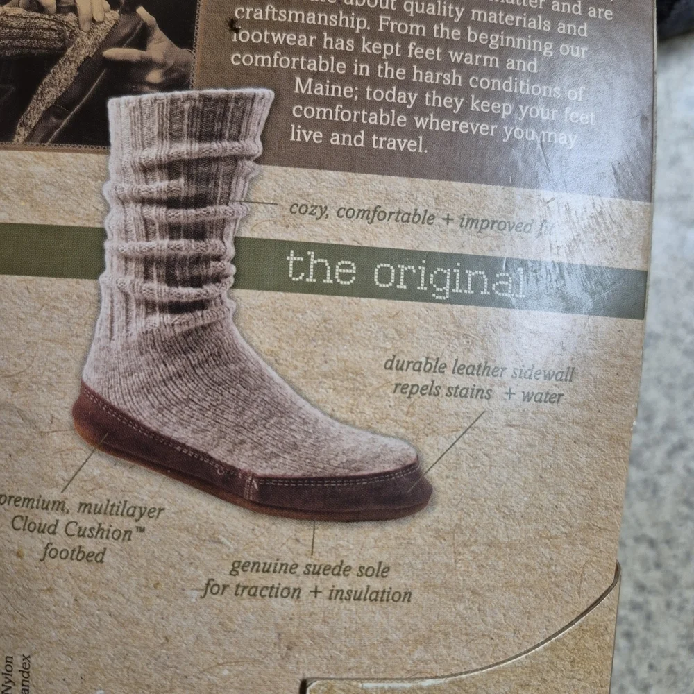 NEW Acorn Slipper Sock Maine Suede Leather Wool M Womens 9.5-10.5 / Mens 7.5-8.5